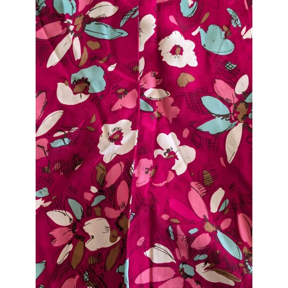 Merona Skirt 6 100% SILK Skirt Floral A Line Pink Blue White Preppy Y2K - Picture 2 of 9